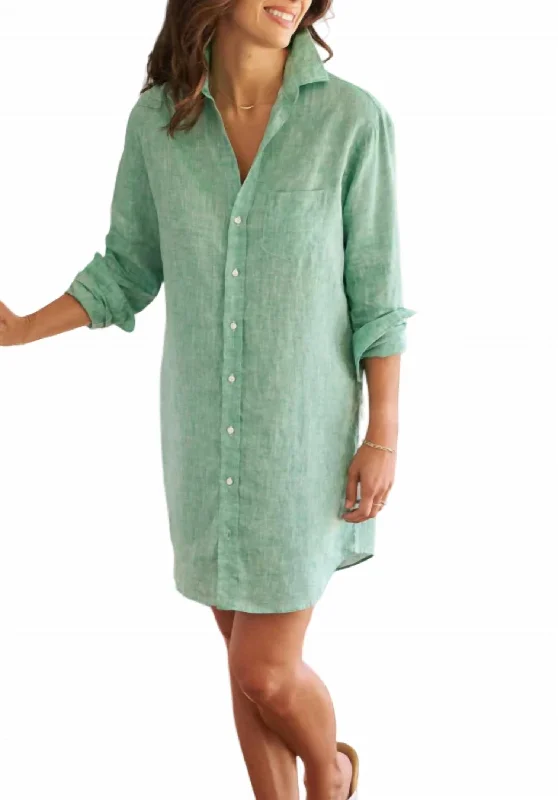 Mary Classic Shirtdress In Green