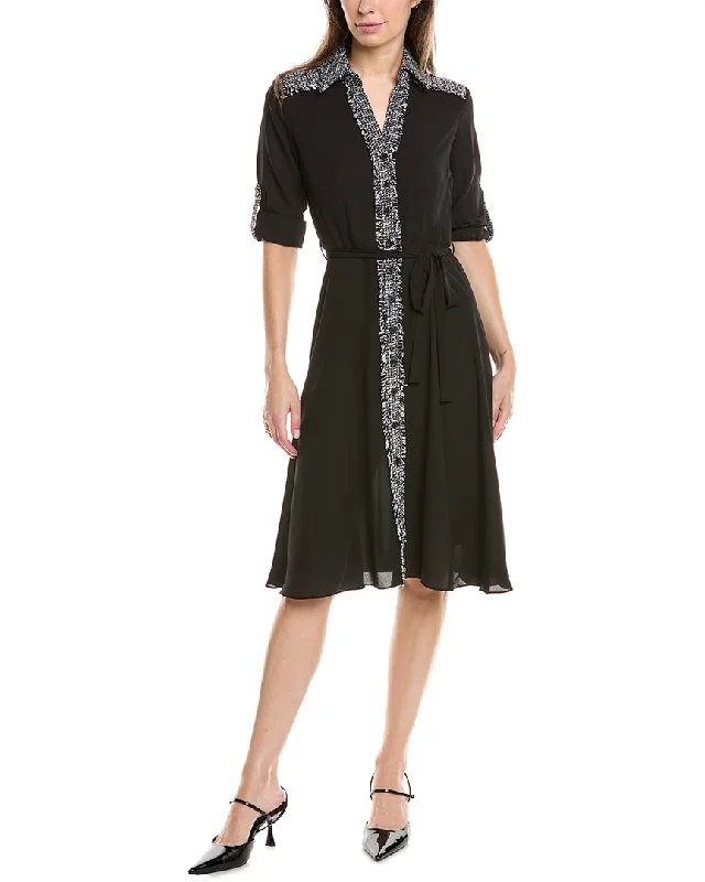 Nanette Nanette Lepore Tweed Trim Shirtdress