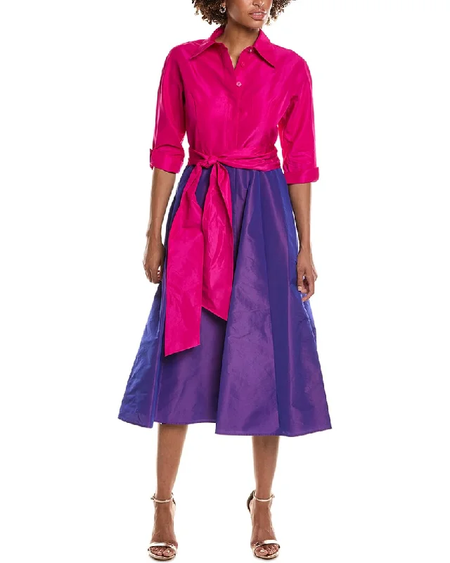 Teri Jon by Rickie Freeman 2-Tone Taffeta Shirtdress