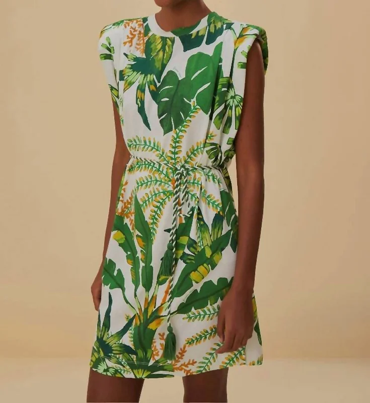 Tropical Forest T-Shirt Dress In Green